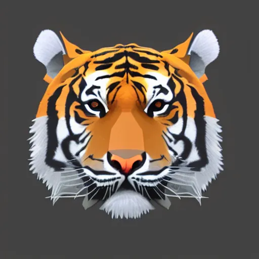 Image similar to front shot of a tiger, low poly, digital art