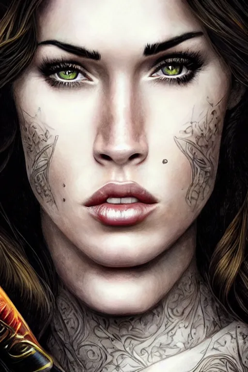 Image similar to Majestic and regal portrait of Megan Fox female The Flash, DC universe, Perfect face, beautiful, intricate, epic, elegant, menacing, fantasy, highly detailed, digital painting, hard focus, beautiful volumetric lighting, epic light, ultra detailed, by Leesha Hannigan, Ross Tran, Thierry Doizon, Kai Carpenter, Ignacio Fernández Ríos