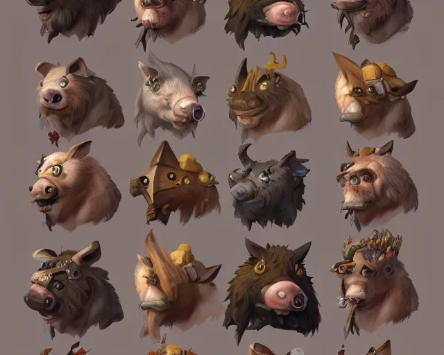 Image similar to sea of thieves character animal portrait concept art for a wild boar, cgsociety, trending on artstation, rare ltd,