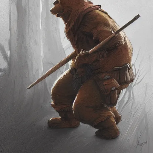 Image similar to Winnie the Pooh executioner, highly detailed, digital painting, artstation, concept art, sharp focus, illustration, art by artgerm and greg rutkowski and alphonse mucha,