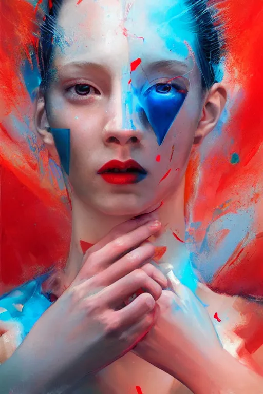 Prompt: 3 d, sci - fi, morning, madness fashion model face, sun, cinematic, lightning clouds, vogue cover style, light red and deep blue mood, realistic painting, intricate oil painting, high detail, figurative art, multiple exposure, poster art, 3 d, by stanley kubrick and tooth wu and wlop and beeple and greg rutkowski