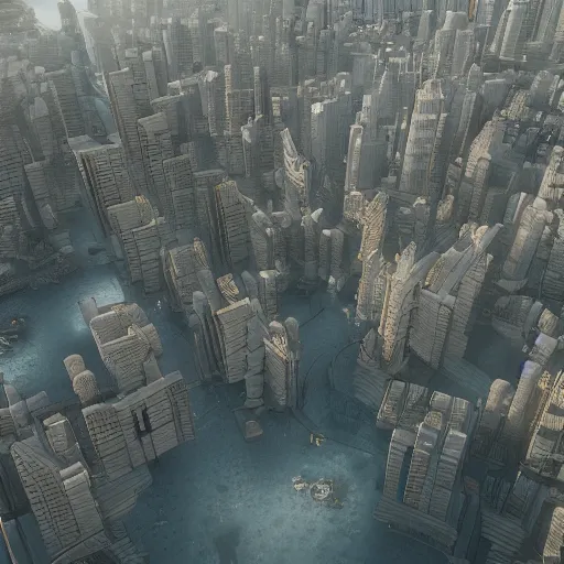 Image similar to city on jupiter, get a bird's eye view, fantasy, unreal engine, octane render, very detail