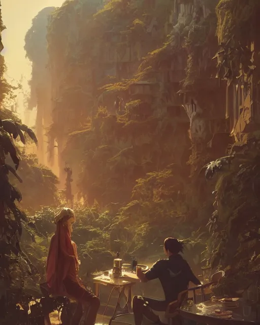 Image similar to highly detailed vfx espresso, stephen bliss, unreal engine, greg rutkowski, loish, rhads, beeple, makoto shinkai and lois van baarle, ilya kuvshinov, rossdraws, tom bagshaw, alphonse mucha, global illumination, detailed and intricate environment