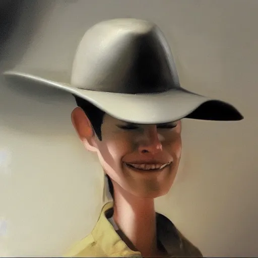 Image similar to just a white boonie hat in a wooden table. by Craig mullins, Steve Purcell, Ralph McQuarrie. Trending on artstation. Centered image