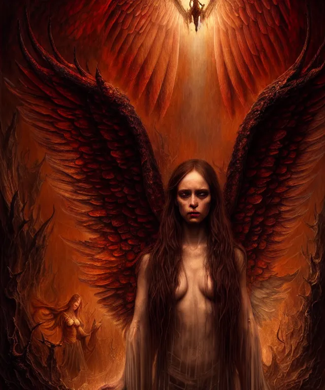 Image similar to epic professional digital art of angels and demons, horrific yet beautiful vibe, evocative, atmospheric lighting, painted, intricate, highly detailed, by leesha hannigan, wayne haag, reyna rochin, ignacio fernandez rios, mark ryden, iris van herpen, artstation, cgsociety, stunning, gorgeous, sharp focus, cinematic, masterpiece