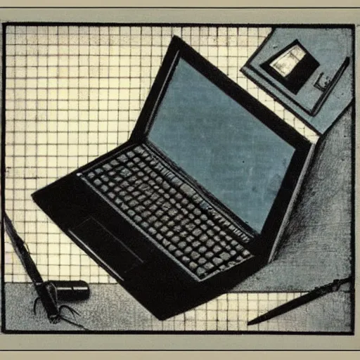 Image similar to “ a laptop computer by leonardo da vinci ”