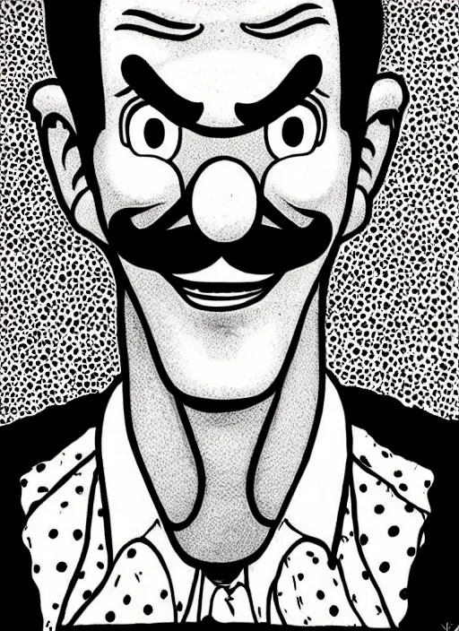 Image similar to portrait of waluigi, freckles, intricate, highly detailed, illustration, art by junji ito, junji ito