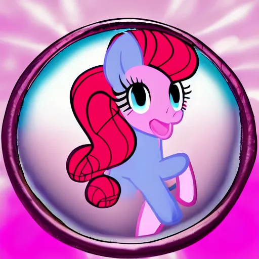 Image similar to Pinkie Pie 💓🐴 trapped inside a crystal ball 🔒🔮