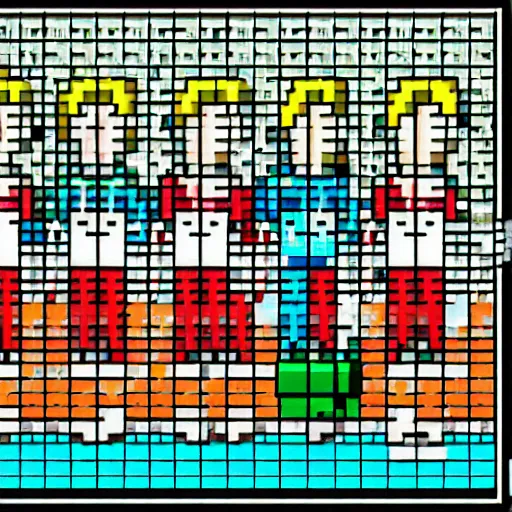 Prompt: five people 1 6 bit full color pixel