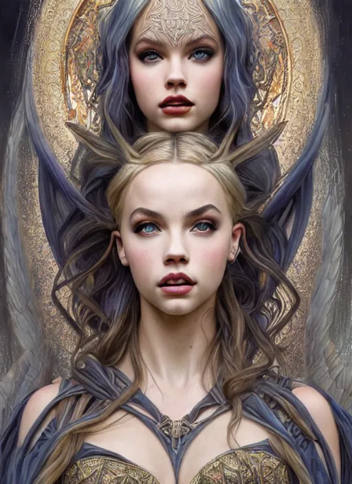 Prompt: ultra realistic illustration, a stunningly beautiful greek gothic goddess of chaos played by jordyn jones and dove cameron and margot robbie and taylor swift and megan fox and adriana lima, intricate, fractal flame, elegant, highly detailed, digital painting, artstation, concept art, smooth, sharp focus, illustration, art by artgerm and greg rutkowski and alphonse mucha