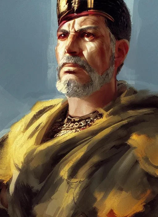 Image similar to close up concept art of an ancient greek general, by ilya kuvshinov, by thomas lawrence, by bayard wu