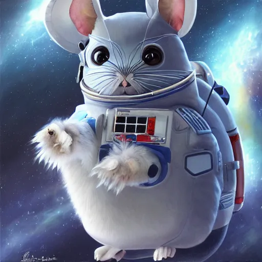 Image similar to a chinchilla in a astronaut suit, 3 d, sci - fi fantasy, intricate, elegant, highly detailed, lifelike, photorealistic, digital painting, artstation, illustration, concept art, sharp focus, art in the style of shigenori soejima