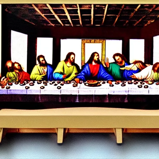 Prompt: the last supper ad on TV