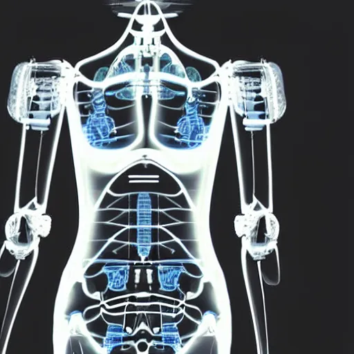 Prompt: an xray image of a futuristic robot