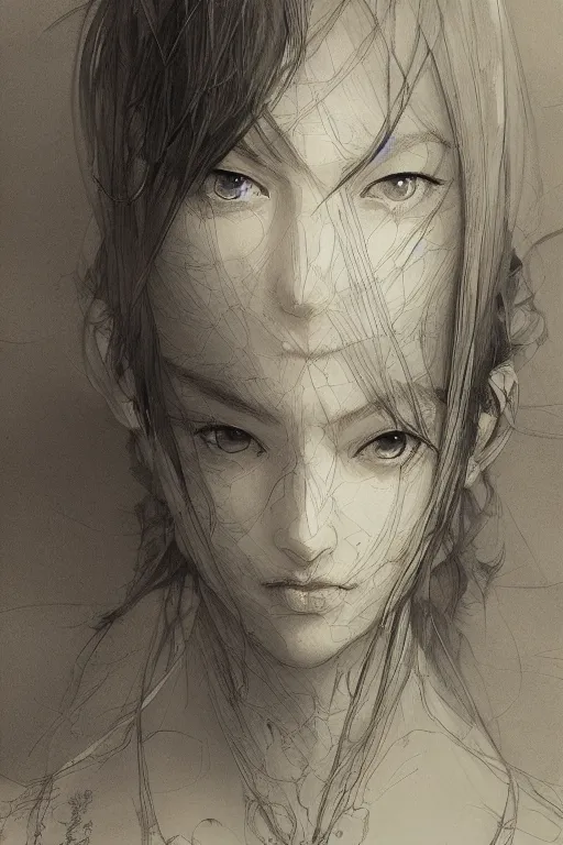 Image similar to portrait of anime woman, pen and ink, intricate line drawings, by craig mullins, ruan jia, kentaro miura, greg rutkowski