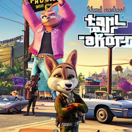 Prompt: The new Rockstar Games release, Grand Theft Auto: Zootopia