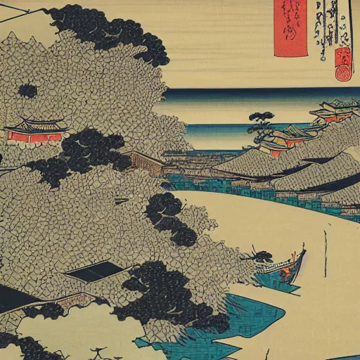 Image similar to modern city by katsushika hokusai