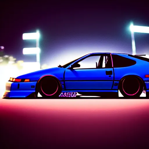 Image similar to a car 300ZX turbo drift at illegal car meet, Saitama prefecture, midnight mist lights, cinematic color, photorealistic, highly detailed wheels, highly detailed