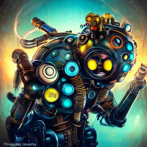 Image similar to Lofi Biopunk Steampunk Cyberpunk Bioshock Pokemon portrait, Pixar style, by Tristan Eaton Stanley Artgerm and Tom Bagshaw.