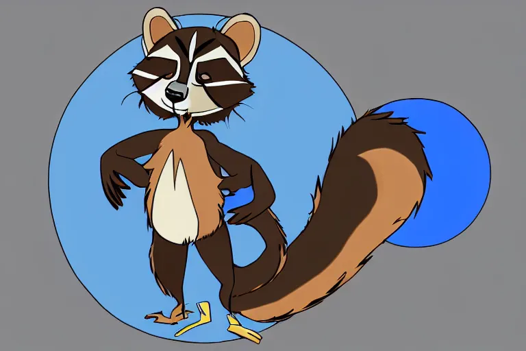 Image similar to an anthropomorphic male raccoon fursona who is a big and round blue sphere, furry art, deviantart