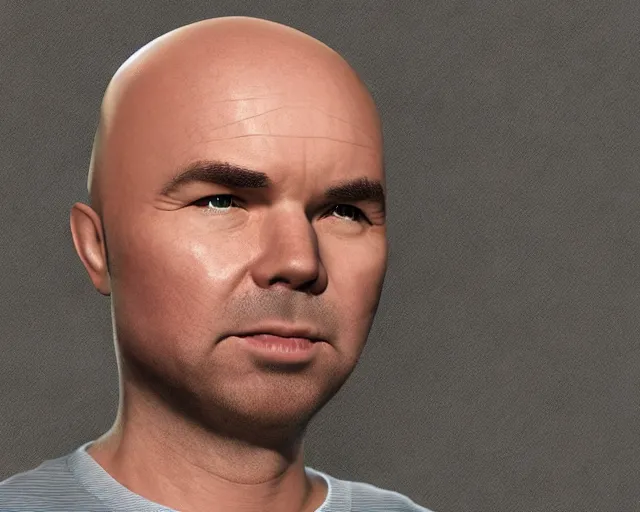 Image similar to karl pilkington, character art, by various concept artists, redshift render, hyperrealistic face, photorealistic render