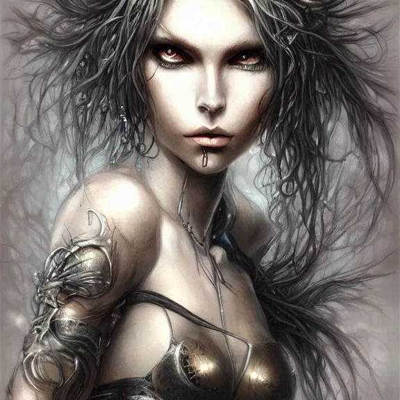 Image similar to a highly detailed portrait in the style of luis royo and in the style of peter mohrbacher..