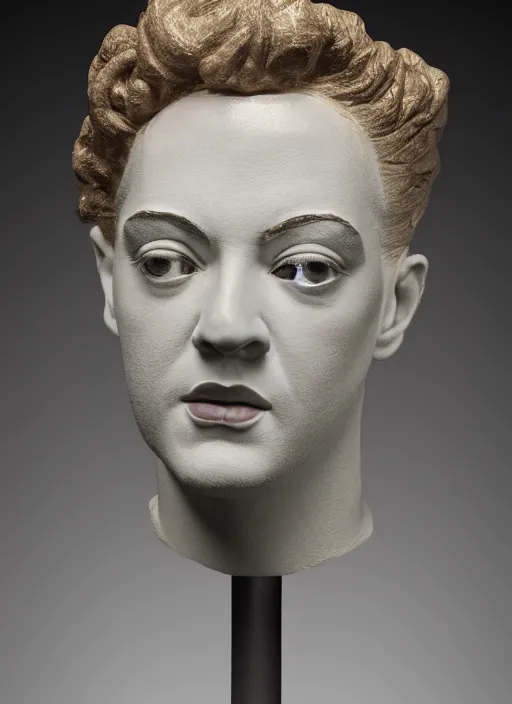 Image similar to stylised bust sculpture of Boy george, beautiful studio lighting