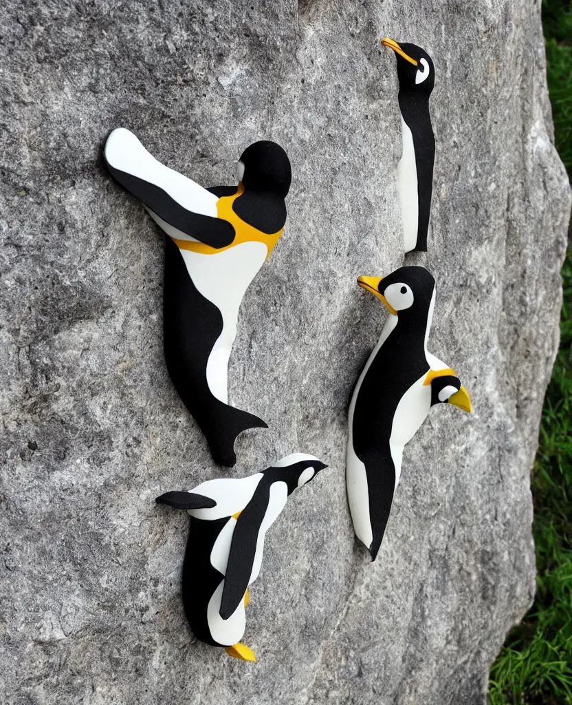 Image similar to a rock climbing hold in the shape of a penguin