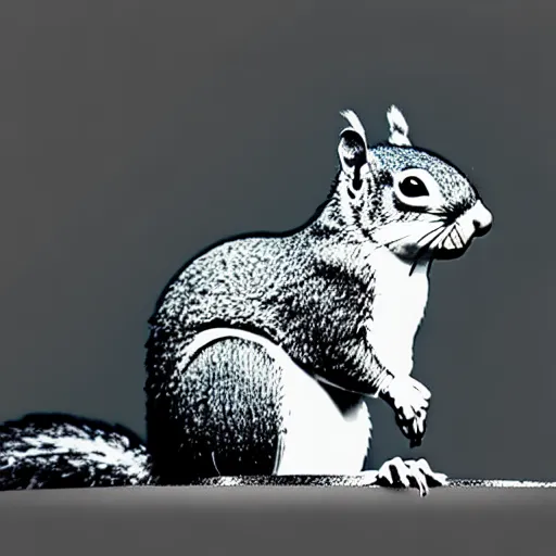 Image similar to mono chrome outline of a squirrel with a white background