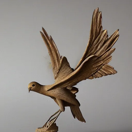 Prompt: a sculpture of a bird in flight by michaelangelo