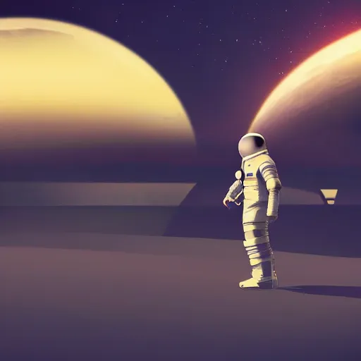 Image similar to retrofuturistic port of a astronaut minimal bionic, space in graphics in background, cinematic, elegant, 4 k