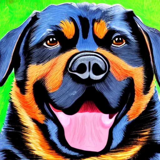 Image similar to crying Rottweiler caricature