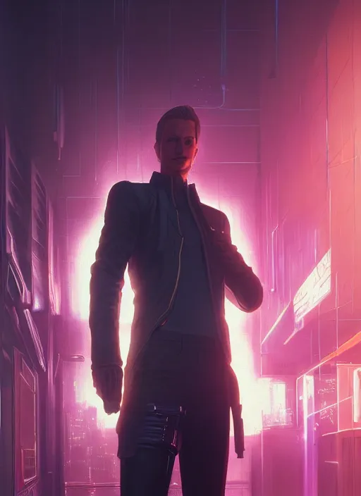 Image similar to highly detailed portrait of johan liebert in cyberpunk 2 0 7 7, stephen bliss, unreal engine, greg rutkowski, loish, rhads, beeple, makoto shinkai and lois van baarle, ilya kuvshinov, rossdraws, tom bagshaw, alphonse mucha, global illumination, god rays, detailed and intricate environment