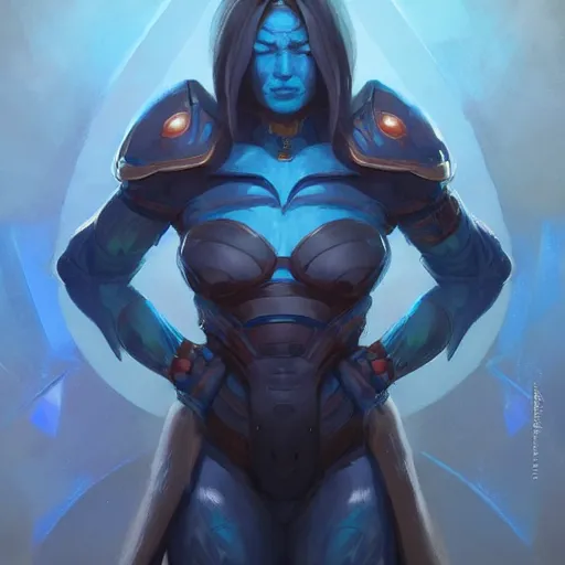 Prompt: a four - armed, blue vedalken artificer, portrait, digital painting, trending on artstation, concept art, sharp focus, illustration, art by artgerm, greg rutkowski, wlop, and magali villeneuve