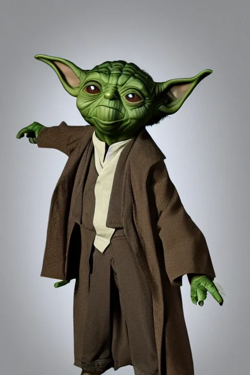 Prompt: yoda wearing a 3 piece suit