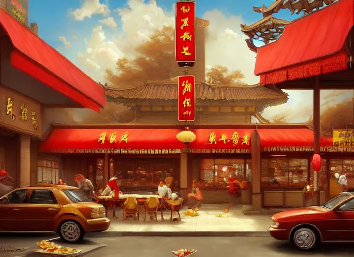 Prompt: chinese buffet restaurant, delicious painting, elegant intricate digital painting artstation concept art by mark brooks and brad kunkle detailed