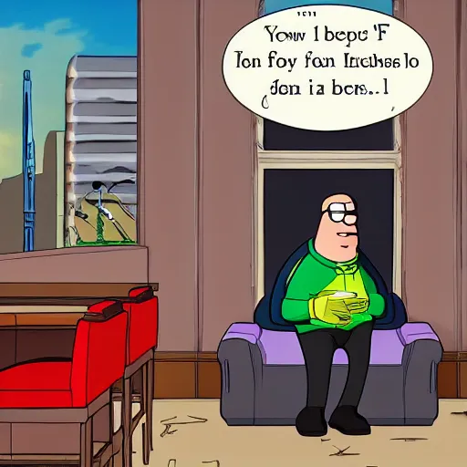 Image similar to Peter Griffin wearing Lois outfit sitting in a bar, lonely, looking sad, trending on artstation