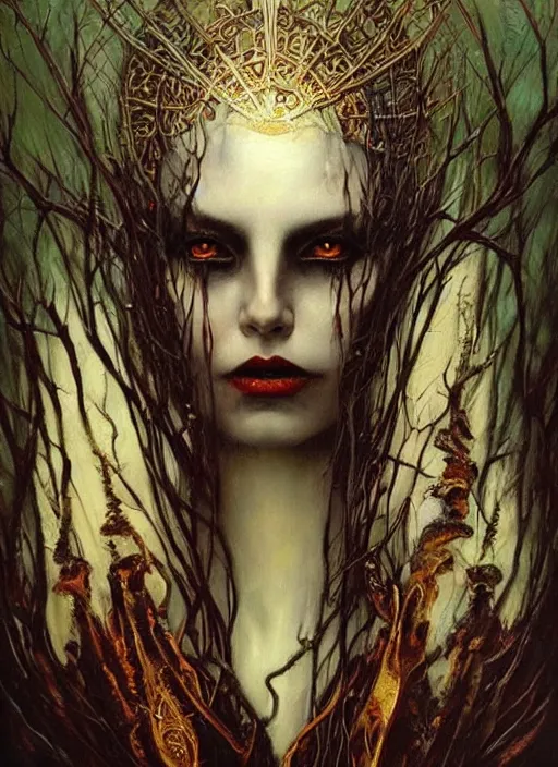 Image similar to mystic cult vampire woman, painted face, dark mystical fearful horror, epic surrealism expressionism symbolism, perfect, by karol bak, louise dalh - wolfe, masterpiece