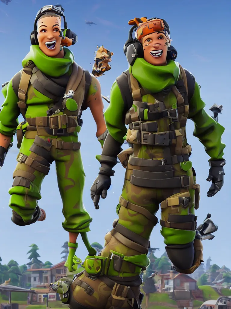 Image similar to fortnite character anthropomorphic pickle kind eyes and a derpy smile. flak jacket ammo bandolier cargo pants black combat boots. fortnite, unreal engine, highly detailed