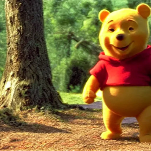 Image similar to A still of Keanu Reeves as Winnie the Pooh