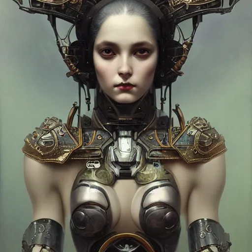 Image similar to ultra realist soft painting of a single attractive gynoid female sillicon skin armored, curiosities carnival, partial symmetry accurate features, very intricate details, focus, curvy, artstyle Tom Bagshaw, award winning