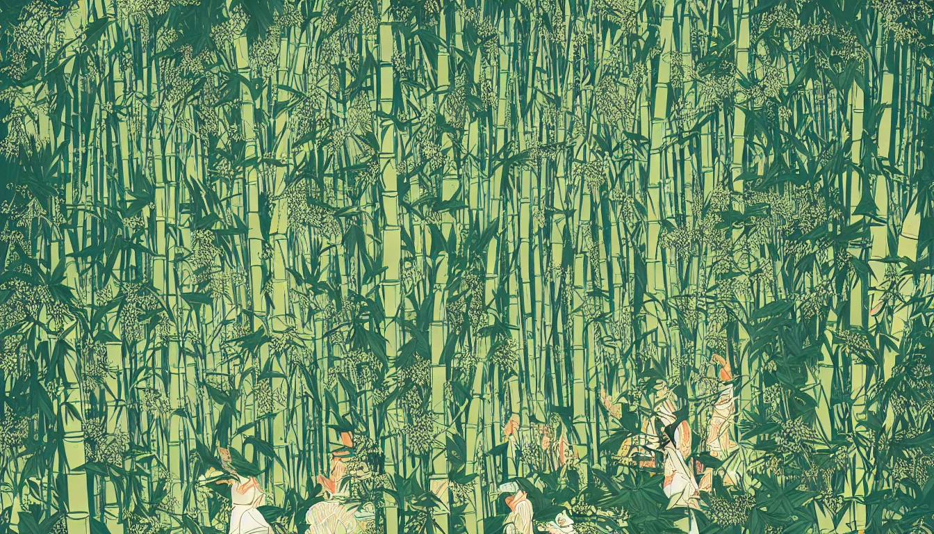 Image similar to bamboo forest by victo ngai