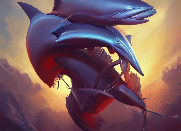 Prompt: cybor dolphin, oil painting by jama jurabaev, extremely detailed, brush hard, artstation, for aaa game, high quality, brush stroke