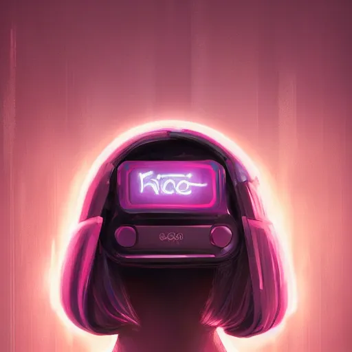 Image similar to Portrait of a woman by Greg Rutkowski, symmetrical face, a girl withj neon pink bob hair using a VR Headset, Kubric Stare, crooked smile, she's wearing an oversized hoodie, highly detailed portrait, scifi, digital painting, artstation, book cover, cyberpunk, concept art, smooth, sharp foccus ilustration, Artstation HQ