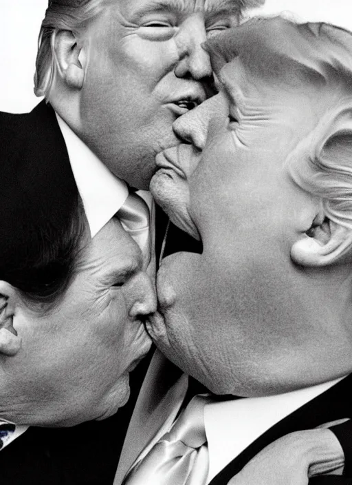 Image similar to beautiful high quality photo of donald trump kissing donald trump.