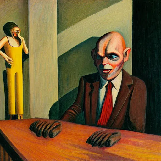 Image similar to gwar accountant, grant wood, pj crook, edward hopper, oil on canvas