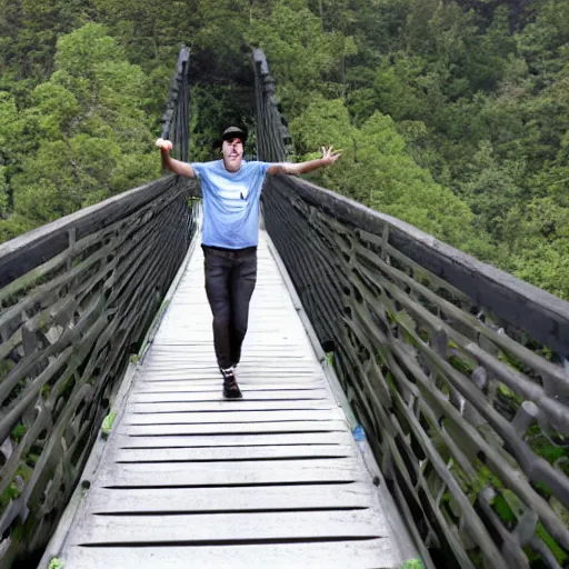 Prompt: Pewdiepie self at a bridge