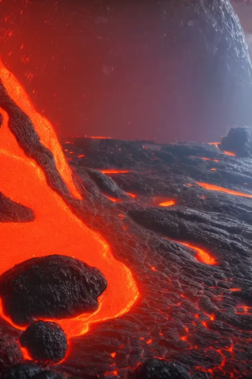 Image similar to mix of a planet made of water and lava Oil Painting, unreal 5, DAZ, hyperrealistic, octane render, Regal, Refined, Detailed Digital Art, dynamic lighting, Highly Detailed, Cinematic Lighting, Unreal Engine, 8k, HD