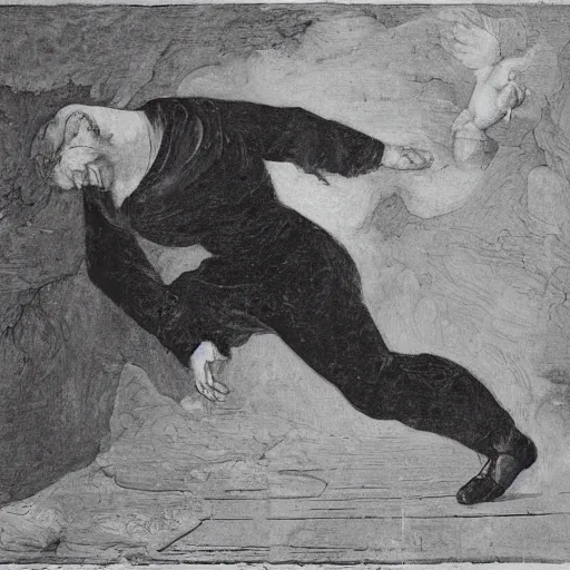 Image similar to a man slipping into a trance