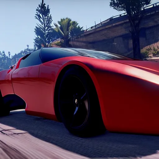 Image similar to futuristic sleek sports car in red dead redemption 2